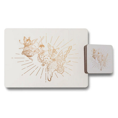 Benjamin Tate Design Placemat And Coaster Set With Wood Bottom In Luxe Designer Artwork Limited Edition from B&Q