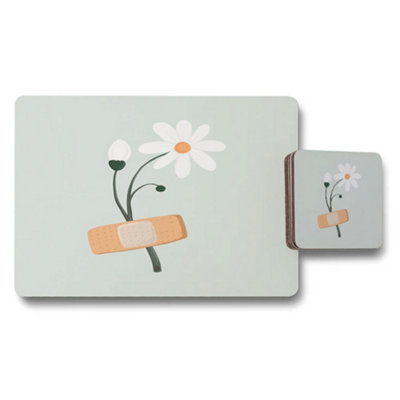 Benjamin Tate Design Daisy Motif Placemats And Coasters Set With Wood Backing High End Print Technology Exclusive Edition from B&Q