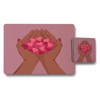 B&Q -  Placemat And Coaster Set With Designer Artwork On Wood Bottom Exclusive Limited Edition