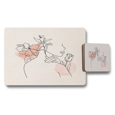 B&Q -  Placemat And Coaster Set Premium Wood Bottom In Trend Designer Artwork Exclusive Collection