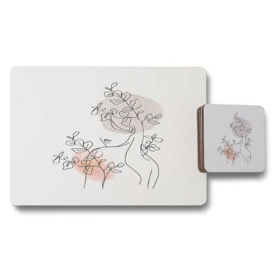 B&Q -  Designer Artwork Placemat And Coaster Set With Wood Back Exclusive Limited Edition