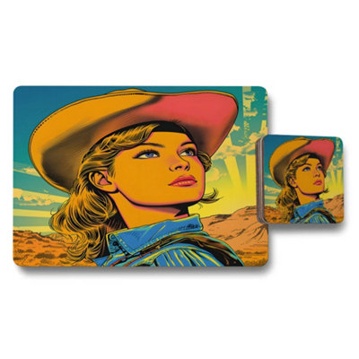 B&Q -  Placemat And Coaster Set With Wood Backing Designer Artwork Collection Exclusive Edition