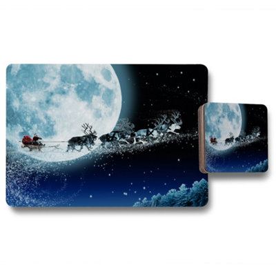 B&Q -  Moonlit Collection Placemat Coaster Set Wood Base Limited