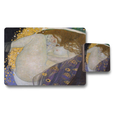 B&Q -  Gustav Klimt Inspired Placemat Coaster Set With Wood Backing High End Print Collection Limited Edition