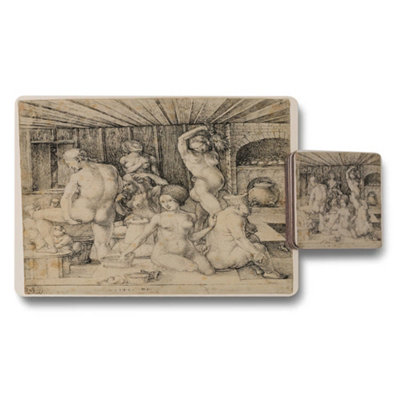 B&Q -  Artisan Wood Bottom Placemat And Coaster Set Artwork Limited