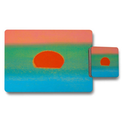 B&Q -  Placemat And Coaster SetDesigner Artwork With Wood BottomLimited Edition Home Collection