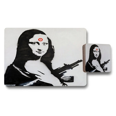 B&Q -  Designer Mona Lisa Placemats And Coasters Set With Wood Backing Limited Edition Artwork