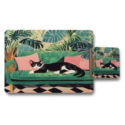 B&Q -  Designer Artwork Placemats And Coasters Set Of 12 With Wood Bottom And Premium Print Exclusive