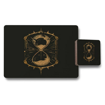 B&Q -  Placemat And Coaster Set Designer Artwork Collection With Wood Base Exclusive Edition