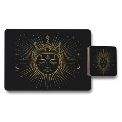 B&Q -  Gold Foil Placemat And Coaster Set Exclusive