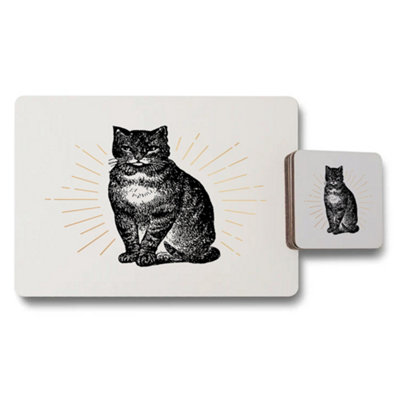 Benjamin Tate Design Cat Placemats And Coaster SetDesigner ArtworkWood BottomExclusive Limited Edition from B&Q