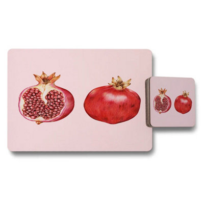 B&Q -  Pomegranate Luxe Artwork Placemat Coaster Set Elite