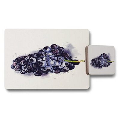 B&Q -  Placemat Coaster Set With Designer Artwork And Wood Bottom Exclusive Limited Edition