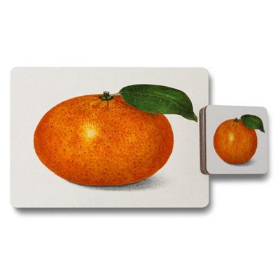 Benjamin Tate Design Fine Art Orange Giclee Placemat And Coaster Set With Wood Base Exclusive Edition Collection from B&Q