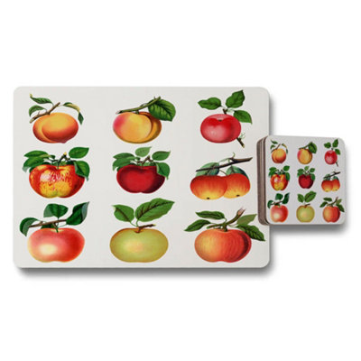 B&Q -  Artisan Placemat And Coaster Set With Wood Backing Designer Fruit Print Collection Limited Edition