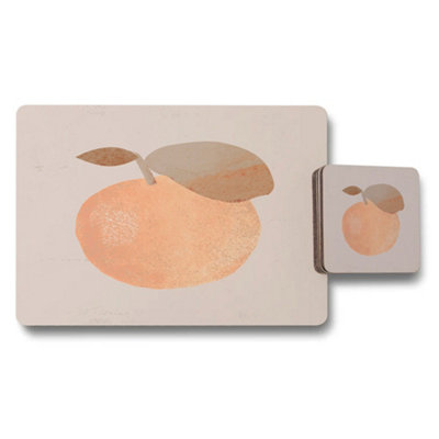 B&Q -  Peach Bloom Collection Placemat And Coaster Set With Wood Bottom Limited Edition Exclusive