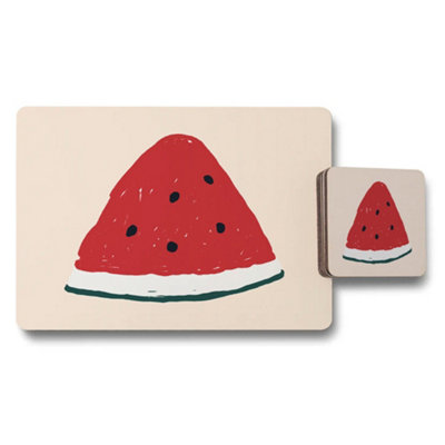 B&Q -  Watermelon Slice Placemat And Coaster SetDesigner Artwork CollectionWood BackingLimited Edition