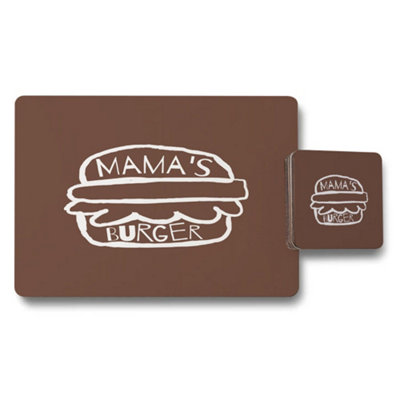 Benjamin Tate Design Mamas Burger Placemat Coaster Set Designer Artwork Limited from B&Q