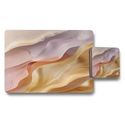 B&Q -  Designer Artwork Placemat Coaster Set Wood Base Elite