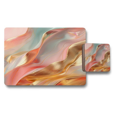 Benjamin Tate Design Placemat And Coaster Set With Wood Base Abstract Artwork From Luxe Print Collection Exclusive from B&Q