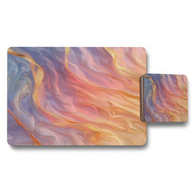 B&Q -  Artisan Placemats And Coasters Set With Wood Bottom Designer Artwork Collection Exclusive Limited Edition