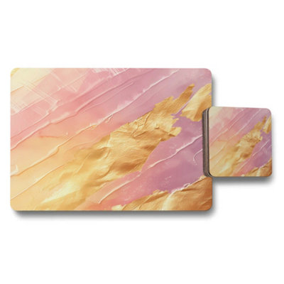 B&Q -  Designer Artwork Placemat Coaster Set With Wood Bottom And Premium Print Technology Limited Edition