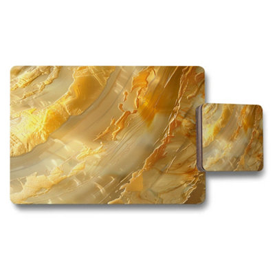 Benjamin Tate Design Gold Vein Marble Placemat And Coaster SetDesigner ArtworkWood BackedLimited Edition from B&Q