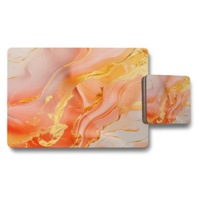 Benjamin Tate Design Aurora Marble Collection Limited Placemats Coasters Set from B&Q