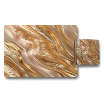 Benjamin Tate Design Placemat Coaster Set Metallic Gold Marble Luxe Collection Exclusive Edition With Designer Print Technology from B&Q