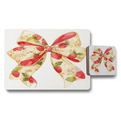 B&Q -  Designer Fruit Bow Placemat And Coaster Set With Wood Backing Exclusive Limited Edition Print