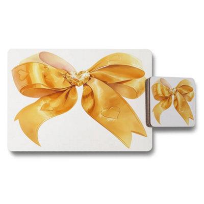 B&Q -  Designer Gold Bow Placemat And Coaster SetDesigner Artwork CollectionLimited Edition