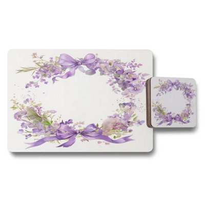 Benjamin Tate Design Luxe Floral Placemat And Coaster SetDesigner PrintWood BottomLimited Edition from B&Q