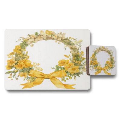 Benjamin Tate Design Floral Wreath Placemats Coasters Designer Artwork Limited from B&Q