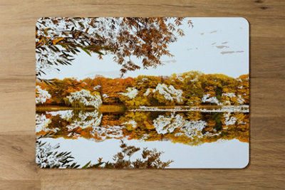 B&Q -  Placemat And Coaster Set With Designer Artwork On Wood Base Exclusive Limited Edition