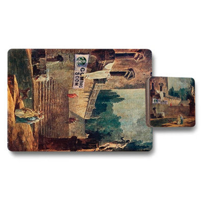 Benjamin Tate Design Placemat And Coaster Set Designer Artwork Print With Wood Bottom Exclusive Collection from B&Q
