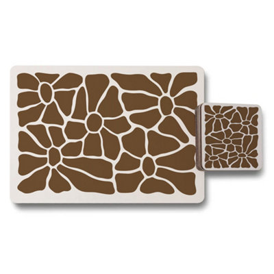 B&Q -  Botanical Print Placemat And Coaster Set With Wood BackingExclusive Limited Edition Artwork