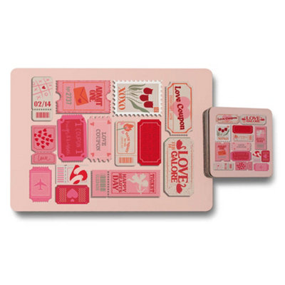 B&Q -  Placemat And Coaster Set With Designer Artwork And Wood Bottom Limited Edition Exclusive