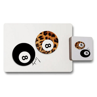 B&Q -  Leopard Print Placemat And Coaster Set With Wood Backing Exclusive Home Accent Limited Edition