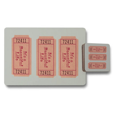 B&Q -  Placemat And Coaster Set Luxe Print Limited Wooden Base