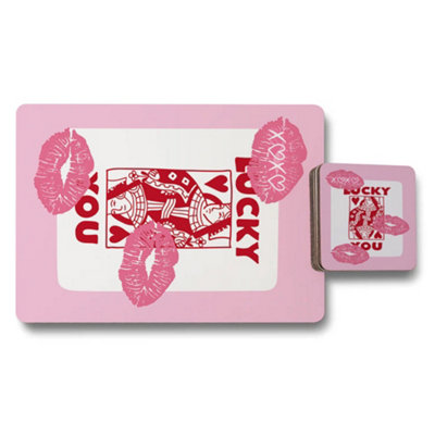 B&Q -  Designer Artwork Placemat And Coaster Set With Wood Bottom In Luxe Limited Edition