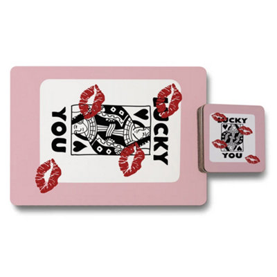 B&Q -  Set Of 12 Lux Designer Artwork Placemat And Coaster Set With Wood Bottom And Exclusive Print