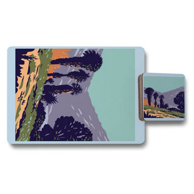 B&Q -  Placemat Coaster Set Wood Bottom Designer Artwork Luxe Collection Limited Edition
