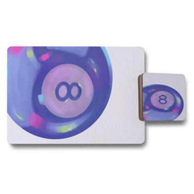 B&Q -  Placemat Coaster Set With Wood Bottom And Luxe Print Artwork From Exclusive Design Collection