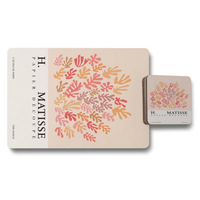Benjamin Tate Design H Matisse Papier Decoupe Placemat And Coaster Set From Papier Decoupe Collection With Wood Bottom Limited Edition