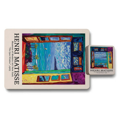 Benjamin Tate Design Henri Matisse Placemat Coaster Set Designer Artwork With Wood Bottom Exclusive Edition from B&Q