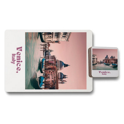 B&Q -  Placemat Coaster Set Twelve With Wood Bottom High End Print Technology In Trend Designer Artwork Exclusive Collection