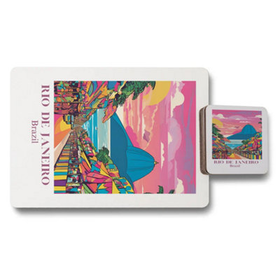 Benjamin Tate Design Rio De Janeiro Art Print Placemat And Coaster SetDesigner Artwork CollectionLimited Edition from B&Q
