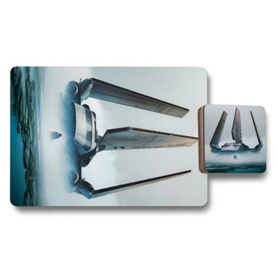 B&Q -  Artistry Collection Placemat Coaster Set Wood Bottom Elite