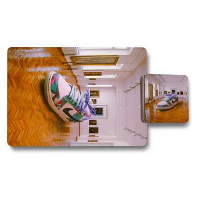 B&Q -  Luxe Placemats And Coasters Set With Wood Backing Designer Artwork Exclusive Edition