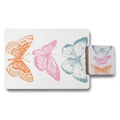 B&Q -  Exclusive Butterfly Giclee Placemat And Coaster Set